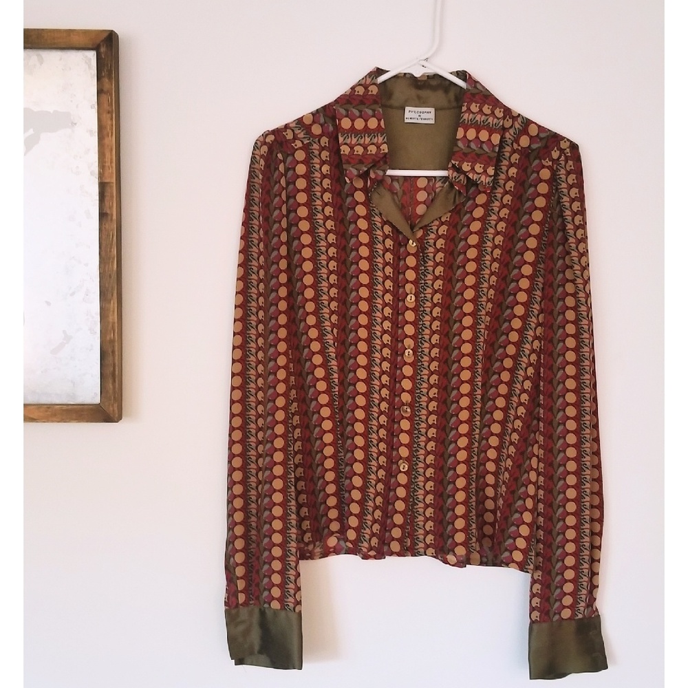 Multi Colored Dotted 100% Silk Blouse